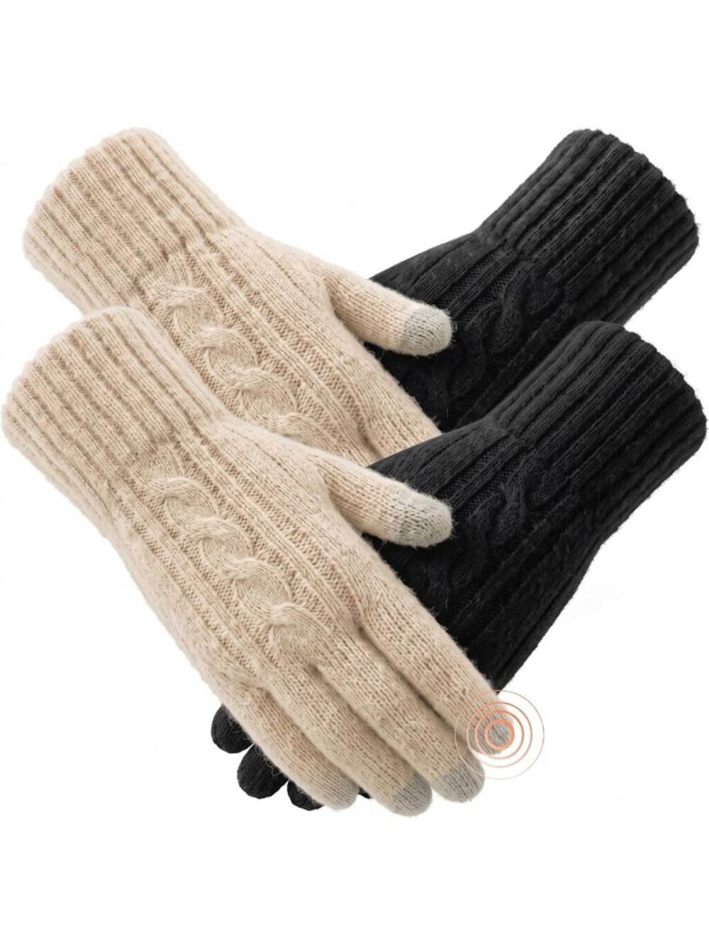 Cozy Merino Wool Winter Gloves for Women, 2 Pairs, Touchscreen Compatible